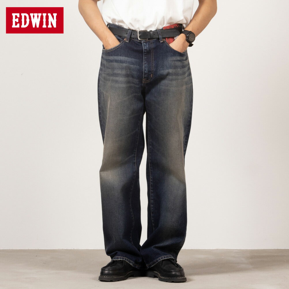 全品対象★最大20％OFFクーポン5/22まで エドウィン EDWIN デニムパンツ ジーンズ ジーパン メンズ ストレッチ 伸縮性 ボトムス ポケット ベルトループ ワイドパンツ ロングパンツ