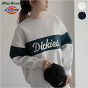 あす楽 ディッキーズ Dickies トレーナー スウェット レディース 裏起毛 切替 トップス ブランドロゴ プリント ピスネーム リブ プルオーバー ルーズシルエット クルーネック