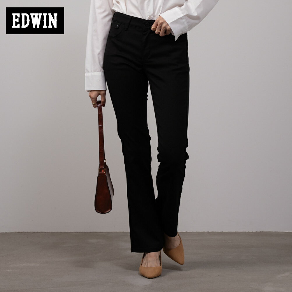 [今だけ！最大800円OFFクーポン]エドウィン EDWIN ブーツカットパンツ フレアパンツ レディース 無地 機能性 ストレッチ ボトムス 滑り止め ポケット スナップボタン マルチフック ボタン ロングパンツ