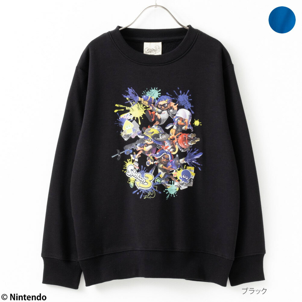 [15日P5倍！今だけクーポン割]スプラトゥーン3 トレーナー スウェット 裏起毛 暖かい キッズ 子供服 男の子 ボーイズ トップス ゲーム キャラクター ロゴ プリント クルーネック カットソーのサムネイル