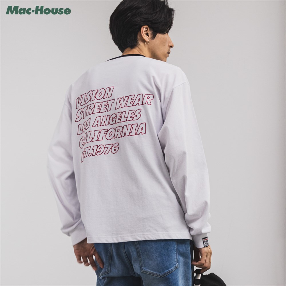 [今だけ！3点以上15％OFFクーポン]ヴィジョンストリートウェア VISION STREET WEAR 長袖Tシャツ ロンT メンズ 綿100% サガラ刺繍 トップス ハートロゴ ユニセックス クルーネック カットソー