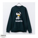 [20時～4h限定全品P10倍＆10％OFFクーポン]ピーナッツ スヌーピー PEANUTS SNOOPY トレーナー スウェット メンズ ポンチ素材 サガラ刺繍 トップス クルーネック ゆったり プルオーバー