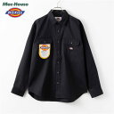 あす楽 ディッキーズ Dickies 長袖シャツ カジュアルシャツ 大きいサイズ メンズ ワークシャツ 無地 トップス ポケット ルーズシルエット 羽織