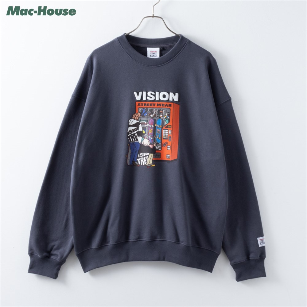 [全品対象★最大20％OFFクーポン]ヴィジョンストリートウェア VISION STREET WEAR トレーナー スウェット メンズ 発泡プリント 自販機グラフィック トップス クルーネック 立体プリント プルオーバーのサムネイル