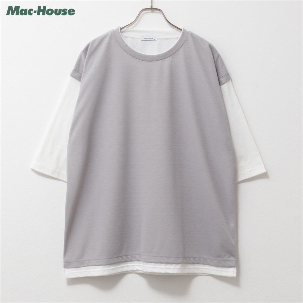 [8/1〜最大15％OFFクーポン]5分袖Tシャツ フェイクベストTシャツ メンズ 梨地 天竺素材 トップス クルーネック ゆったり カットソーのサムネイル