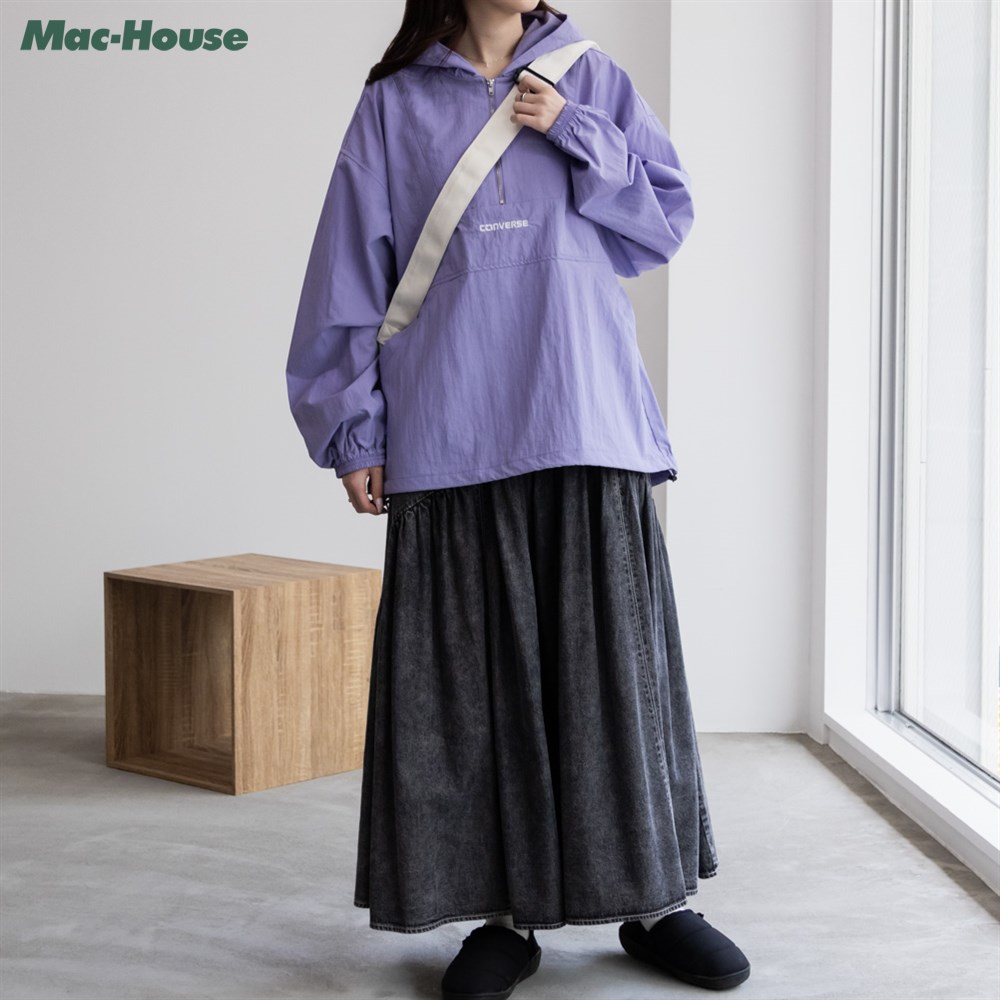 [店内全品P10倍！3/21 9:59まで]あす楽 コンバース CONVERSE パーカー アノラックパーカー レディース ナイロン ワッシャー素材 トップス ハーフジップアップ フード プルオーバーのサムネイル