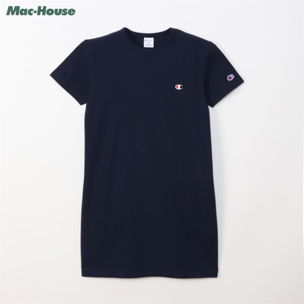 楽天Mac-House楽天市場店[全品対象★最大20％OFFクーポン5/22まで]チャンピオン Champion ワンピース 半袖 キッズ 子供服 女の子 ガールズ トップス 綿100％ コットン ポケット ロゴ 刺繍 バインダーネック カットソー