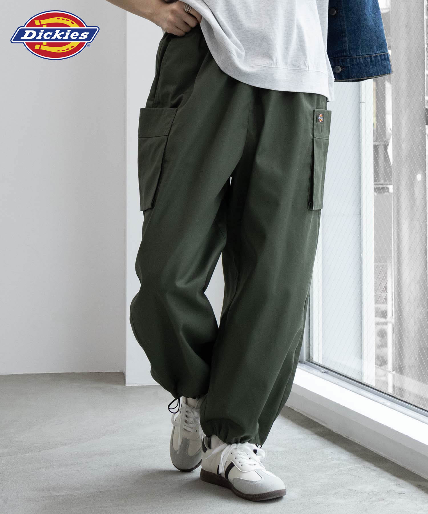 ディッキーズ ボトムス レディース ディッキーズ Dickies カーゴパンツ ツイル レディース ウエスト紐 ポケット ドローコード ボトムス ゆったり ロングパンツ