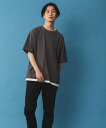 半袖Tシャツ フェイクレイヤード メンズ 接触冷感 ひんやり 涼しい ストレッチ 伸縮性 トップス 無地 シンプル クルーネック カットソー