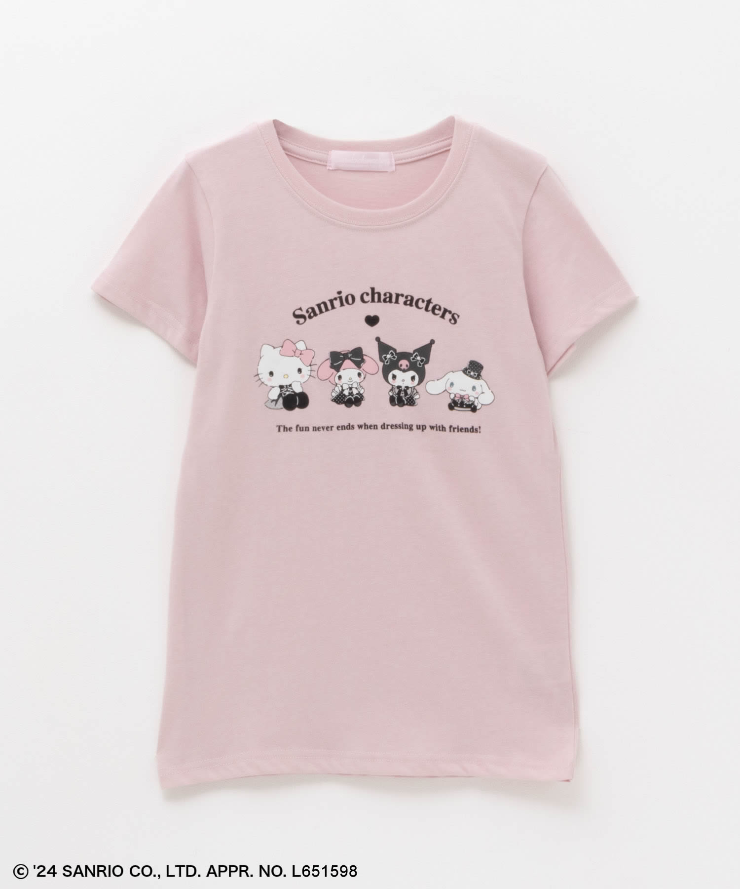 [最大22％OFF★全品対象クーポン]サンリオキャラクターズ 半袖Tシャツ キッズ 子供服 女の子 ガールズ トップス キャラクター プリント ネームタグ クルーネック カットソーのサムネイル