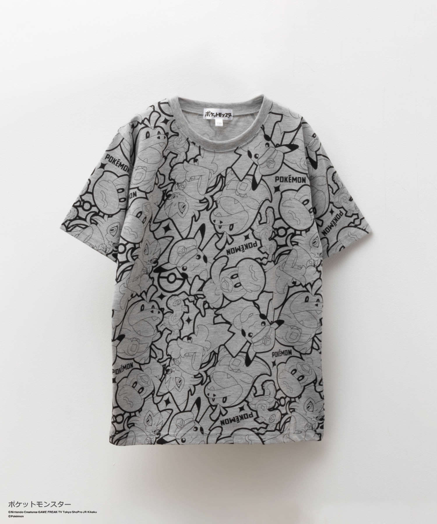 [今だけ！最大15％OFFクーポン]ポケモン 半袖Tシャツ キッズ 子供服 男の子 ボーイズ トップス 総柄 プリント クルーネック カットソー ポケットモンスターのサムネイル