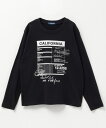 長袖Tシャツ ロンT キッズ 子供服 男の子 ボーイズ トップス 綿100% コットン ネームタグ ロゴ プリント クルーネック カットソー