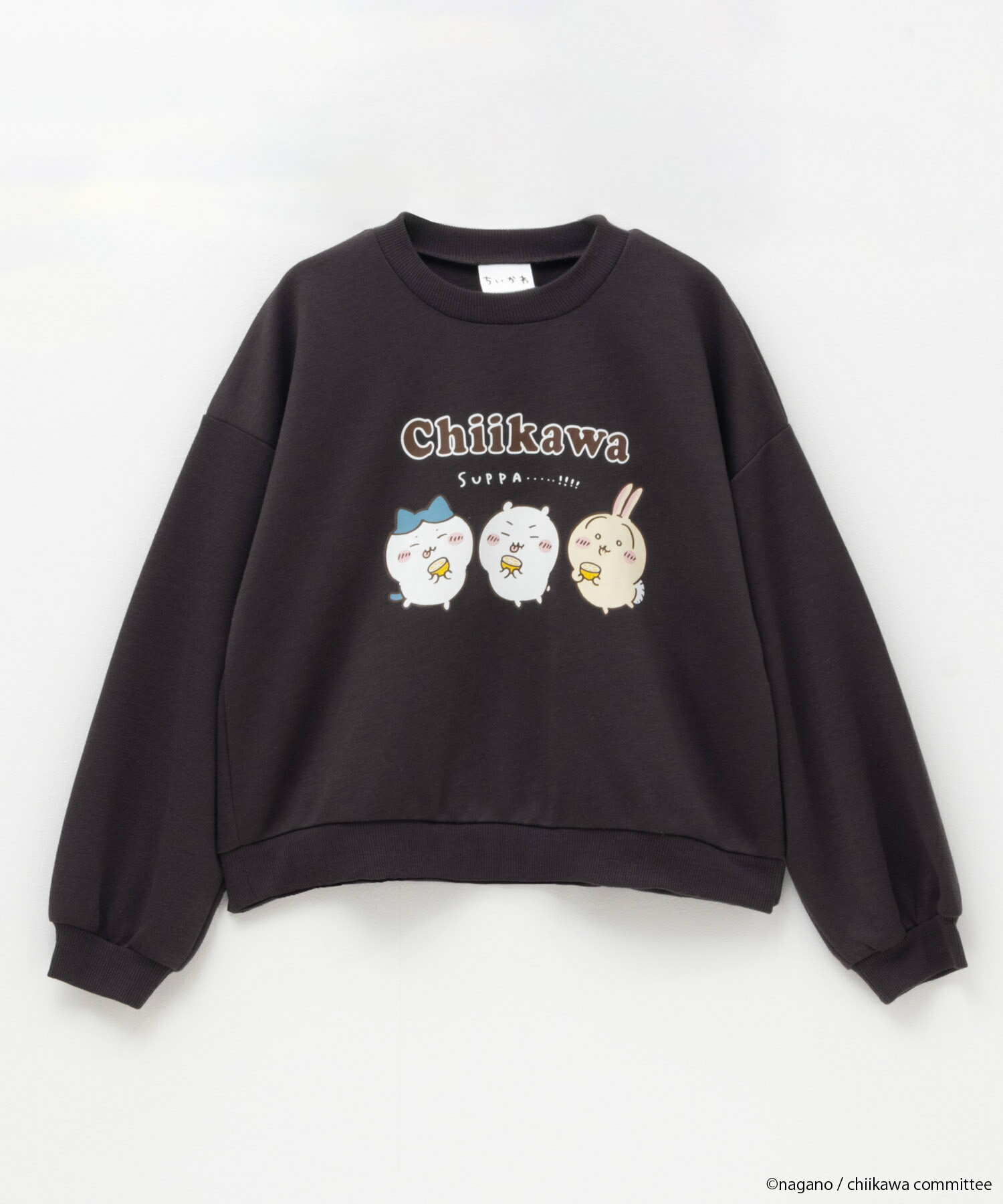 [全品対象★最大500円OFFクーポン9/30まで]ちいかわ トレーナー スウェット ポンチ素材 キッズ 子供服 女の子 ガールズ トップス キャラクタープリント クルーネック プルオーバーのサムネイル