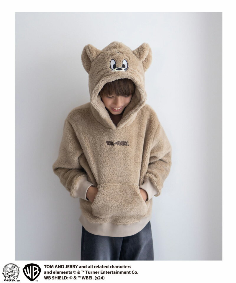 [全品5％OFFクーポン11/29まで]トムとジェリー Tom and Jerry パーカー シャギー キッズ 子供服 男の子 女の子 ボーイズ ガールズ ユニセックス トップス 耳付き キャラクター ポケット プルオーバー プルパーカーのサムネイル