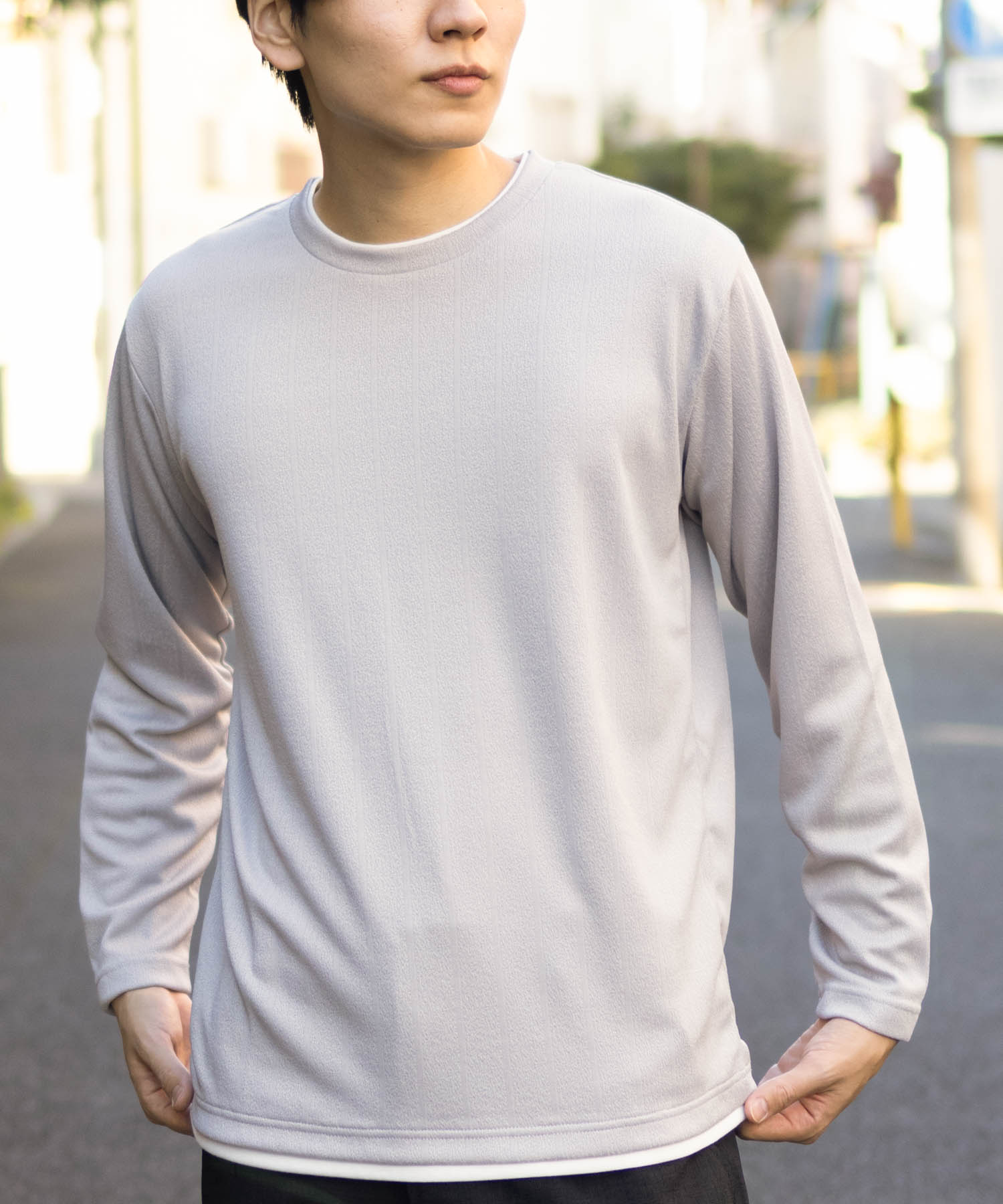 楽天市場】フェイクレイヤード(柄ストライプ)(Tシャツ 楽天市場】フェイクレイヤード(柄ストライプ)(Tシャツ