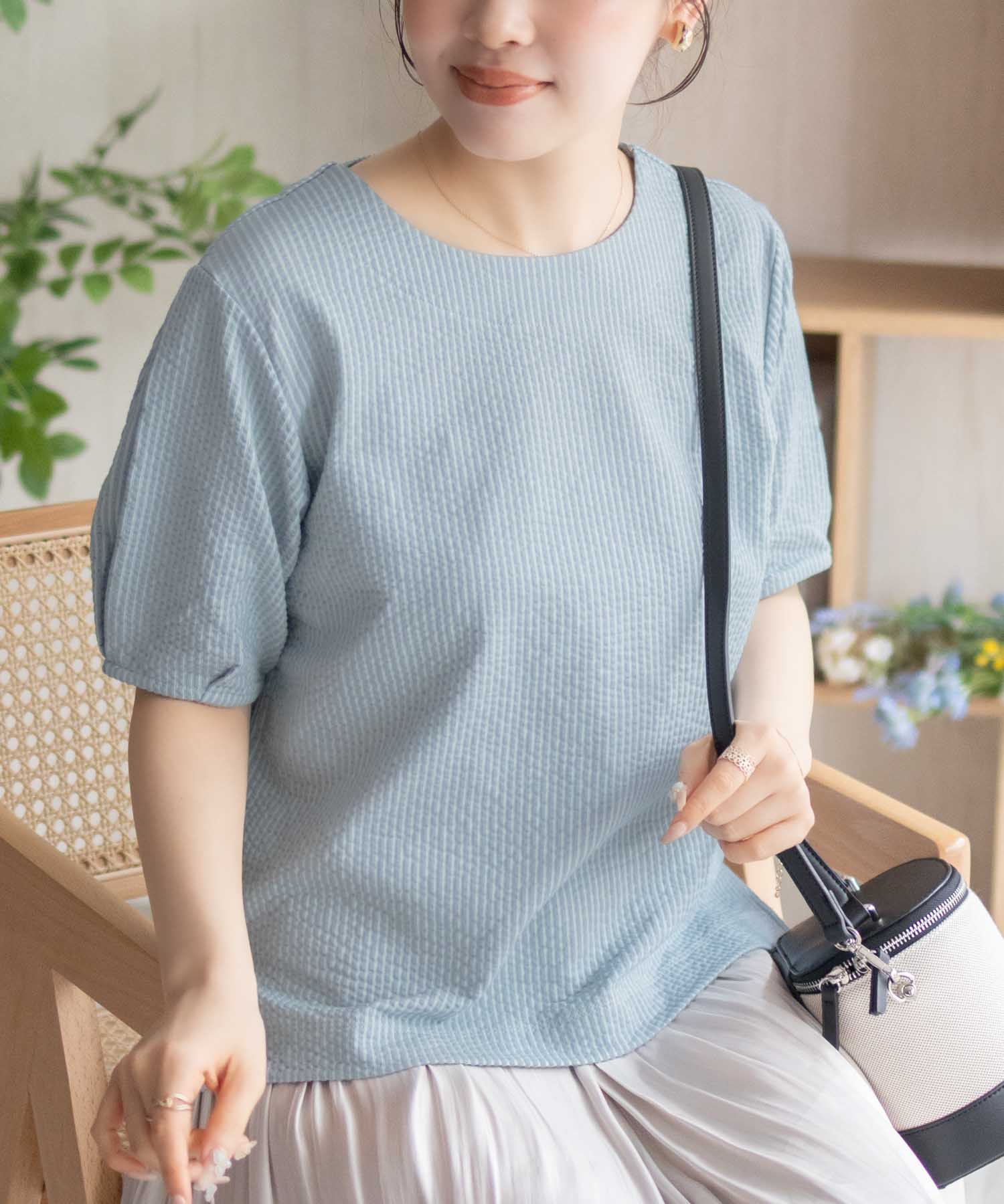 [特別価格][25日P5倍！更にクーポン割]ブラウス レディース 半袖 ジャガード素材 ストレッチ  ...
