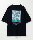 (What it isNt) ART BY MARK GONZALES Tシャツ メンズ 半袖 5分袖 綿100% コットン ドロップショルダー 大きめ ゆったり トップス プリント 刺繍 白 黒 クルーネック カットソー ユニセックス レディース