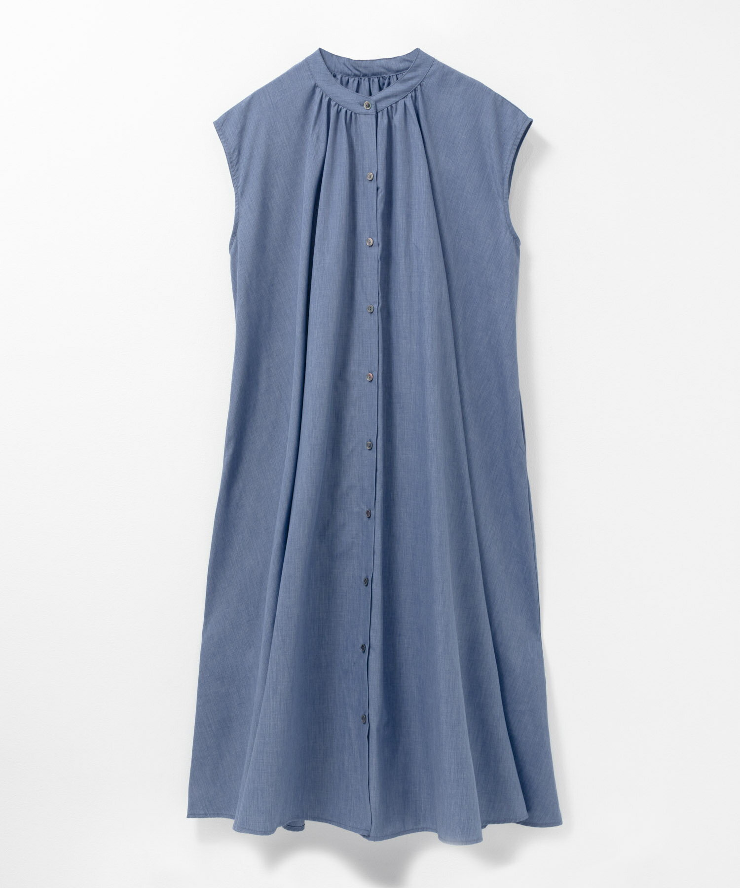 ミリデラール milli de l'air シャツワンピース レディース ポケット トップス 前開き ボタン デニム調 フレンチスリーブ 羽織り