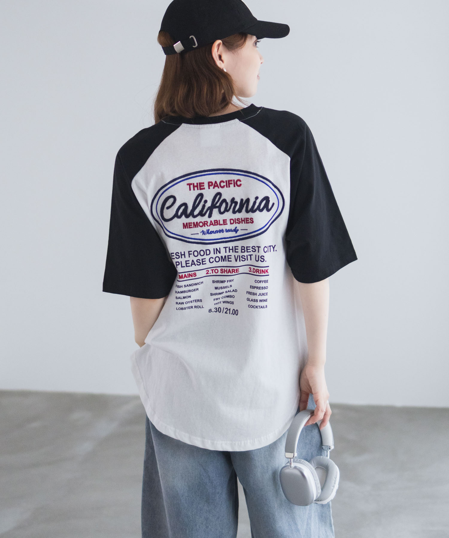 [全品対象★最大20％OFFクーポン]アンダーラップス UNDERWRAPS Tシャツ レディース 半袖 5分袖 ラグラン袖 ビッグシルエット ゆったり 大きめ 綿100％ コットン トップス ラウンドヘム ロゴ刺繍 バックプリント 黒 白 クルーネック カットソー 丈長め