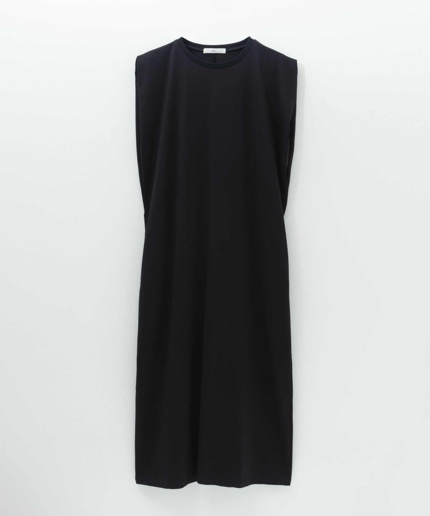 イドネス Idnes ワンピース レディース ノースリーブ 綿混 ポケット トップス 黒 無地 カットソー