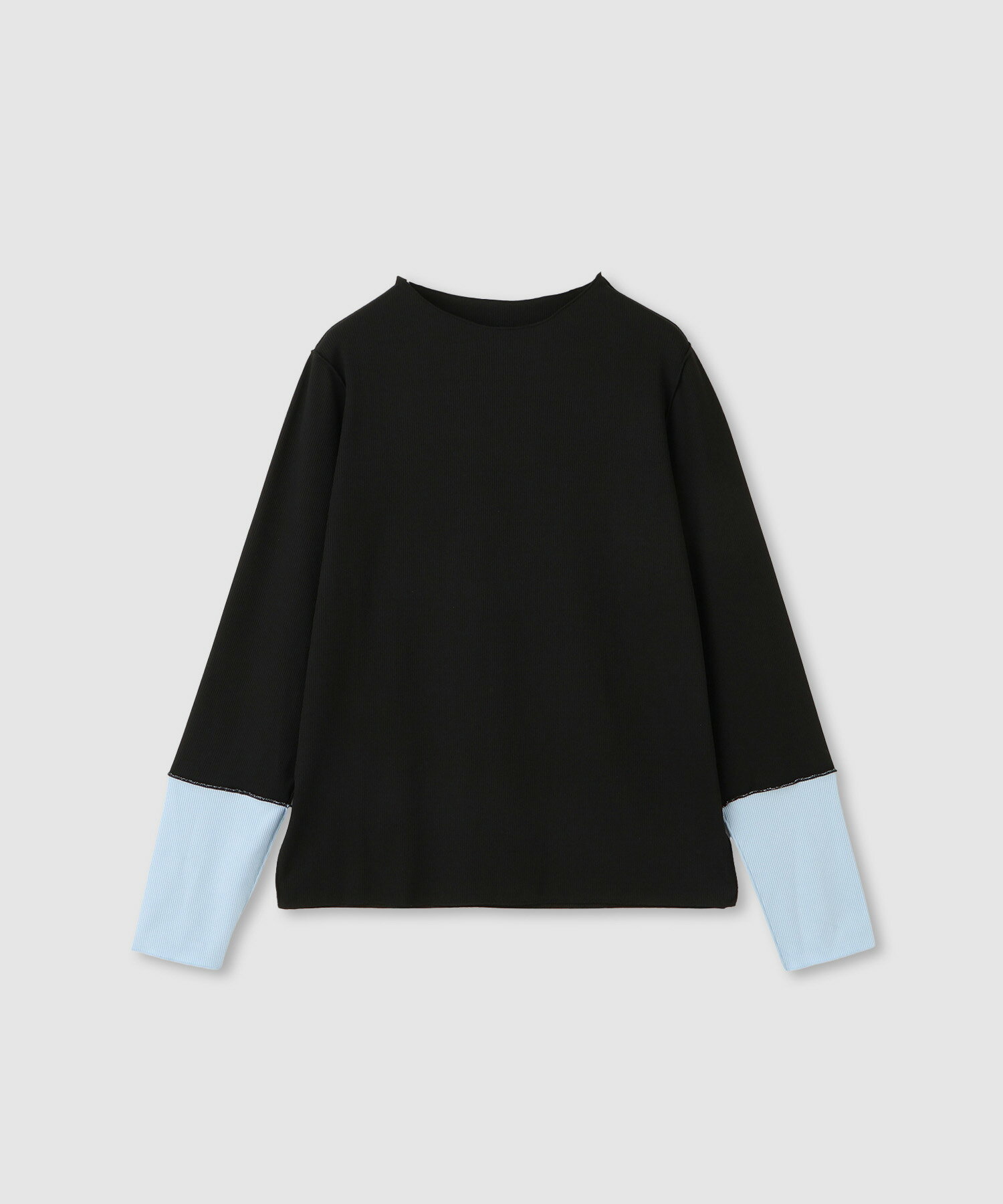 [BF限定★全品最大30％OFFクーポン]ミリデラール milli de l'air Tシャツ レディース 長袖 ロンT バイカラー 配色切替 テレコリブ トップス 白 黒 モックネック カットソー