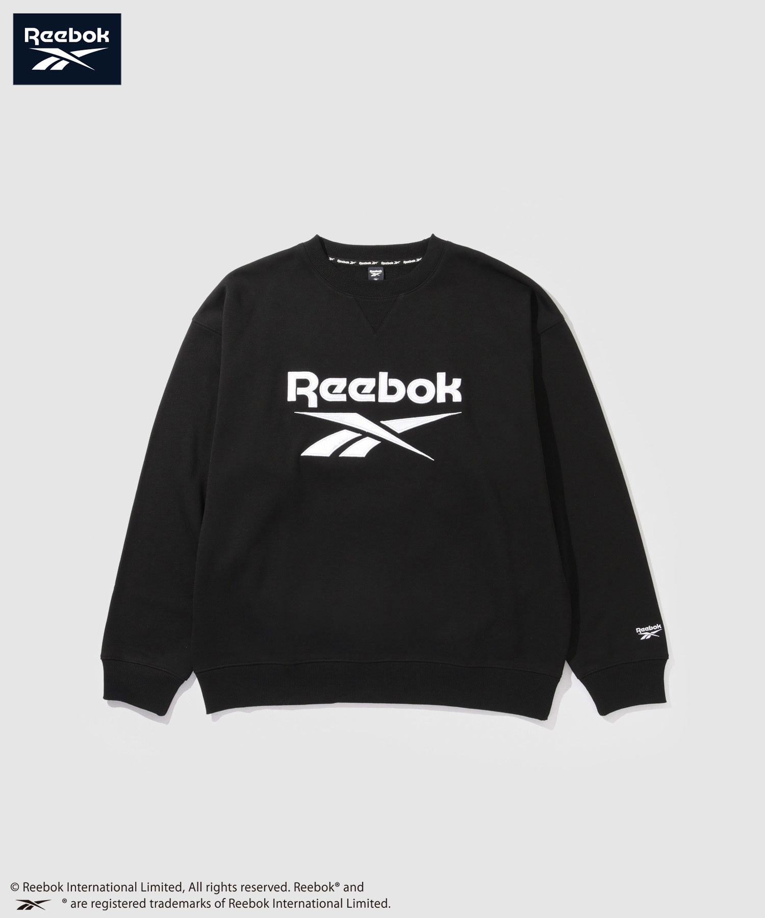 [今だけ！最大25％OFFクーポン]リーボック Reebok 裏起毛 トレーナー メンズ スウェット あったか ビッグシルエット 大きめ ゆったり トップス ロゴ ワッペン 黒 プルオーバー ユニセックス レディース
