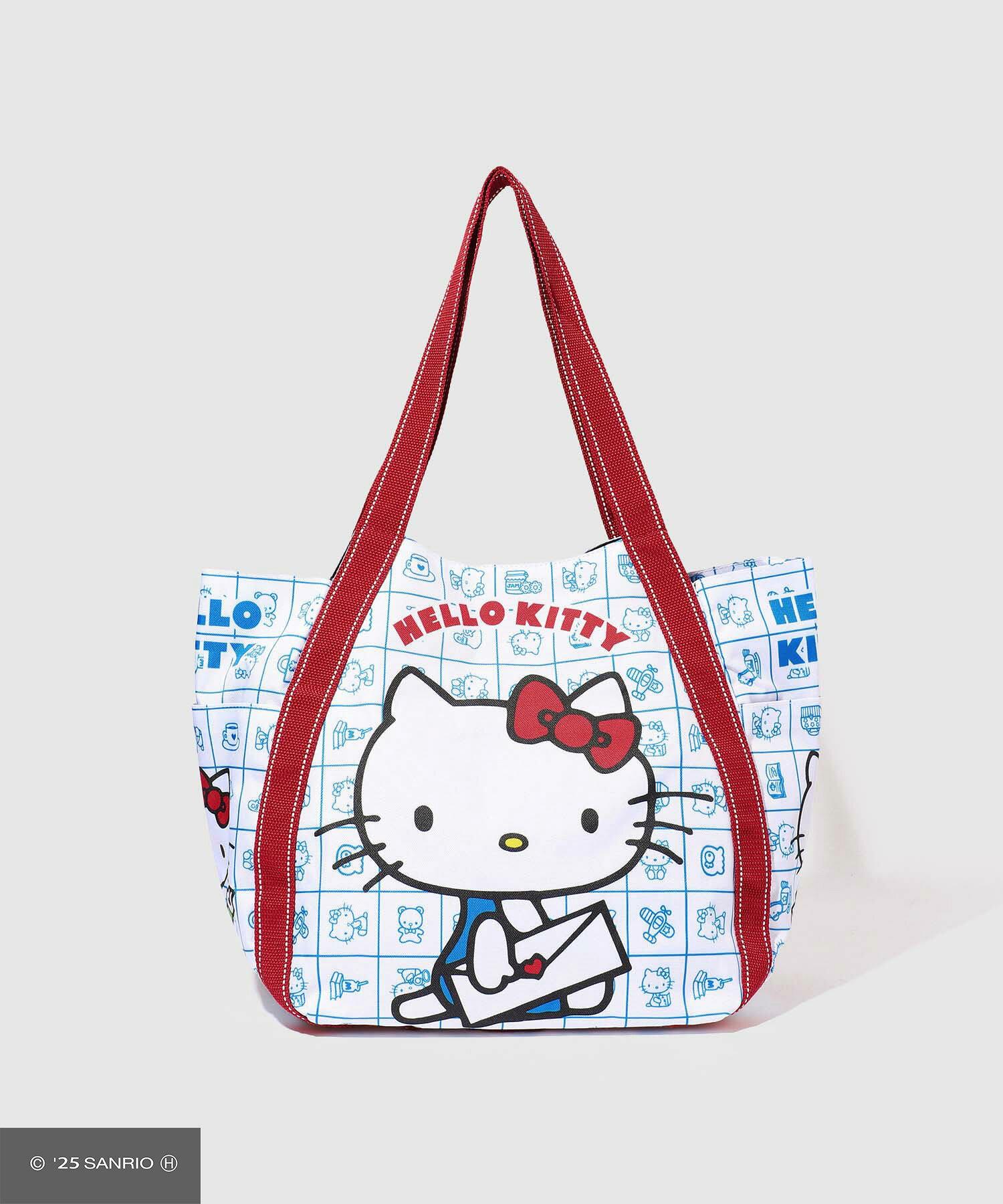 Rakuten - [今だけP10倍！更に選べる2種クーポン]サンリオキャラクターズ ハローキティ バルーンバッグ トートバッグ 白 A4収納 大容量 ポケット ボトルホルダー 底板 キャラクター マザーズバッグ 鞄 バッグ かばん HELLO KITTY ユニセックス レディース