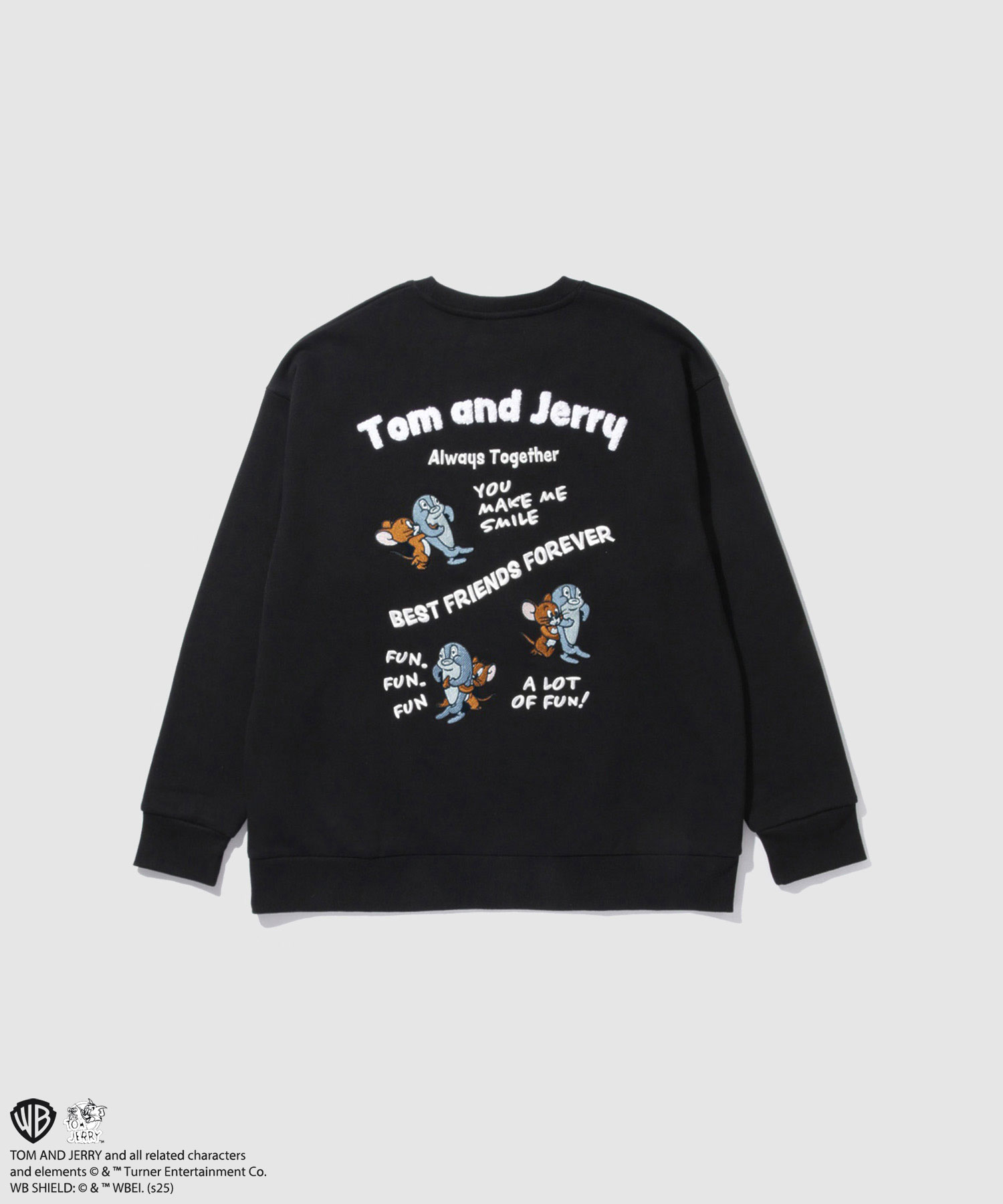 [今だけ！最大25％OFFクーポン]トムとジェリー Tom and Jerry 裏起毛 トレーナー メンズ スウェット オーバーサイズ 大きめ ゆったり あったか 暖か 抗ピル トップス キャラクター 刺繍 白 黒 プルオーバー ユニセックス レディース