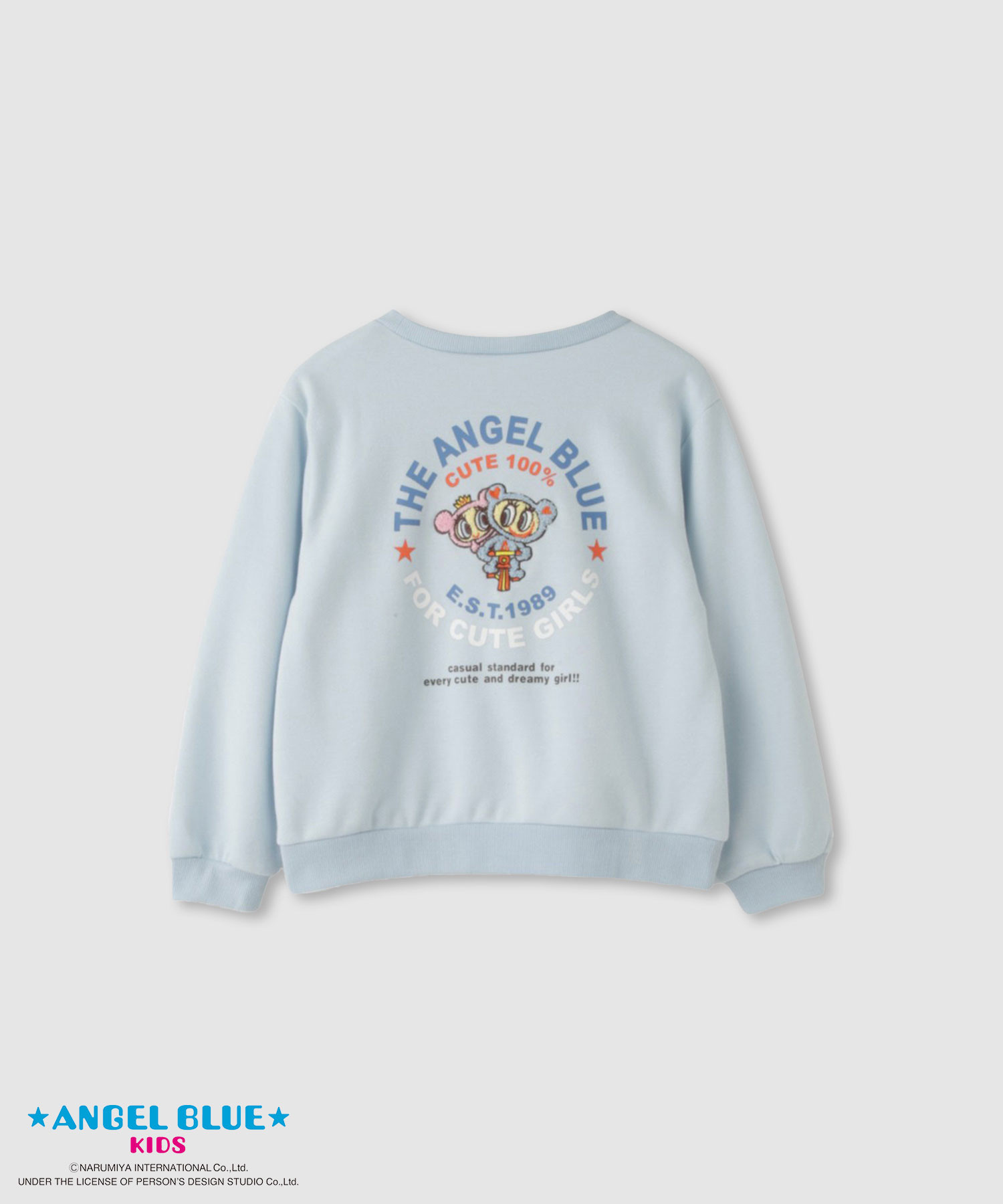 [全品P5倍＆最大25%OFFマラソンクーポン]エンジェルブルー ANGEL BLUE トレーナー 子供服 女の子 キッズ スウェット ガールズ トップス ポンチ素材 綿混 キャラクター 刺繍 プリント クルーネック かわいい もこもこ