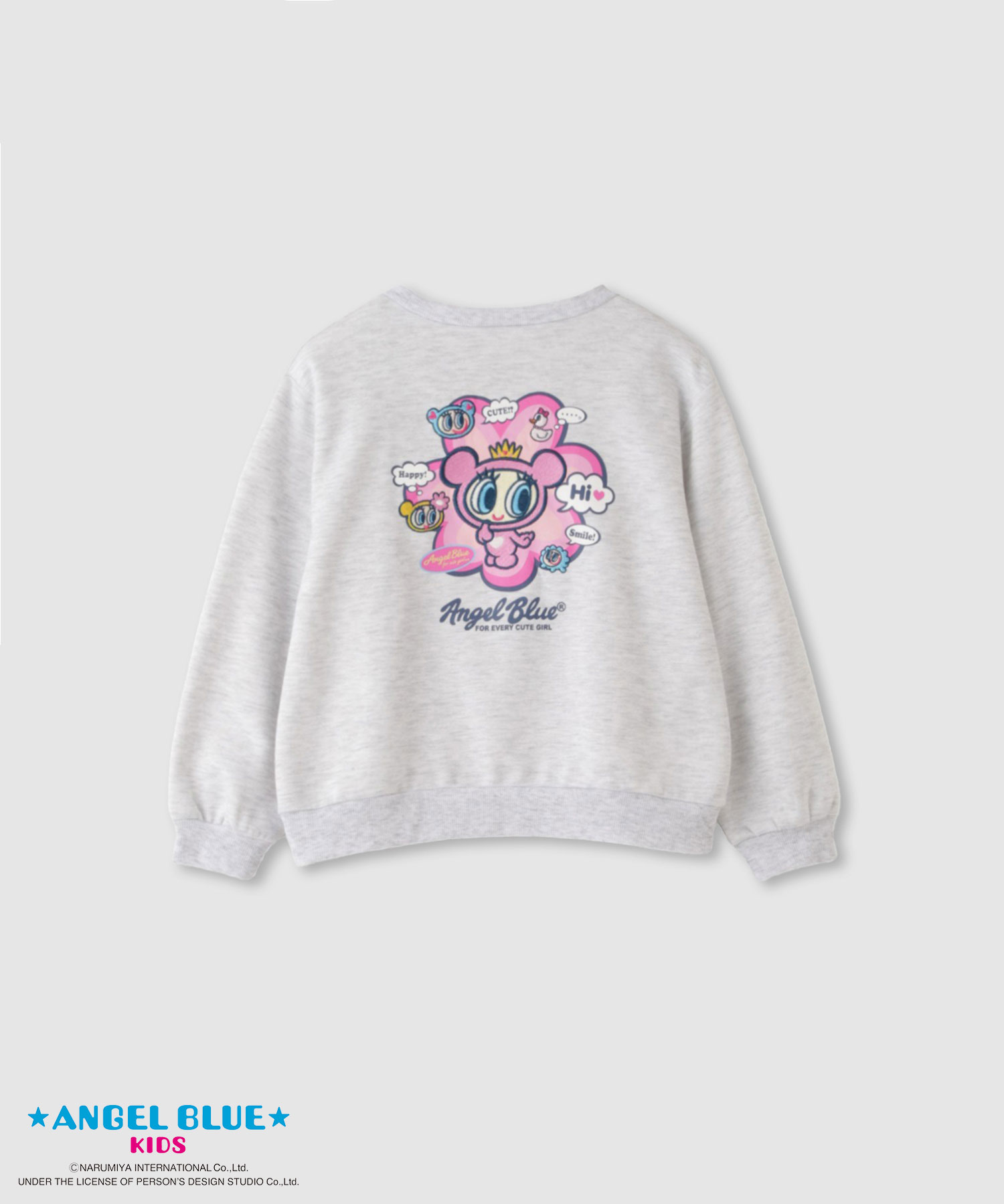 [終了間近！全品P5倍＆最大25%OFF]エンジェルブルー ANGEL BLUE トレーナー 子供服 女の子 キッズ スウェット ガールズ トップス ポンチ素材 綿混 キャラクター 刺繍 プリント クルーネック かわいい