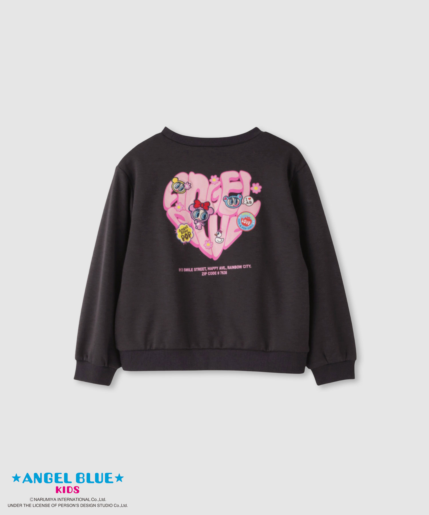 [今だけ！P5倍・まとめ買いクーポン]エンジェルブルー ANGEL BLUE トレーナー 子供服 女の子 キッズ スウェット ガールズ トップス ポンチ素材 綿混 キャラクター 刺繍 プリント クルーネック かわいい