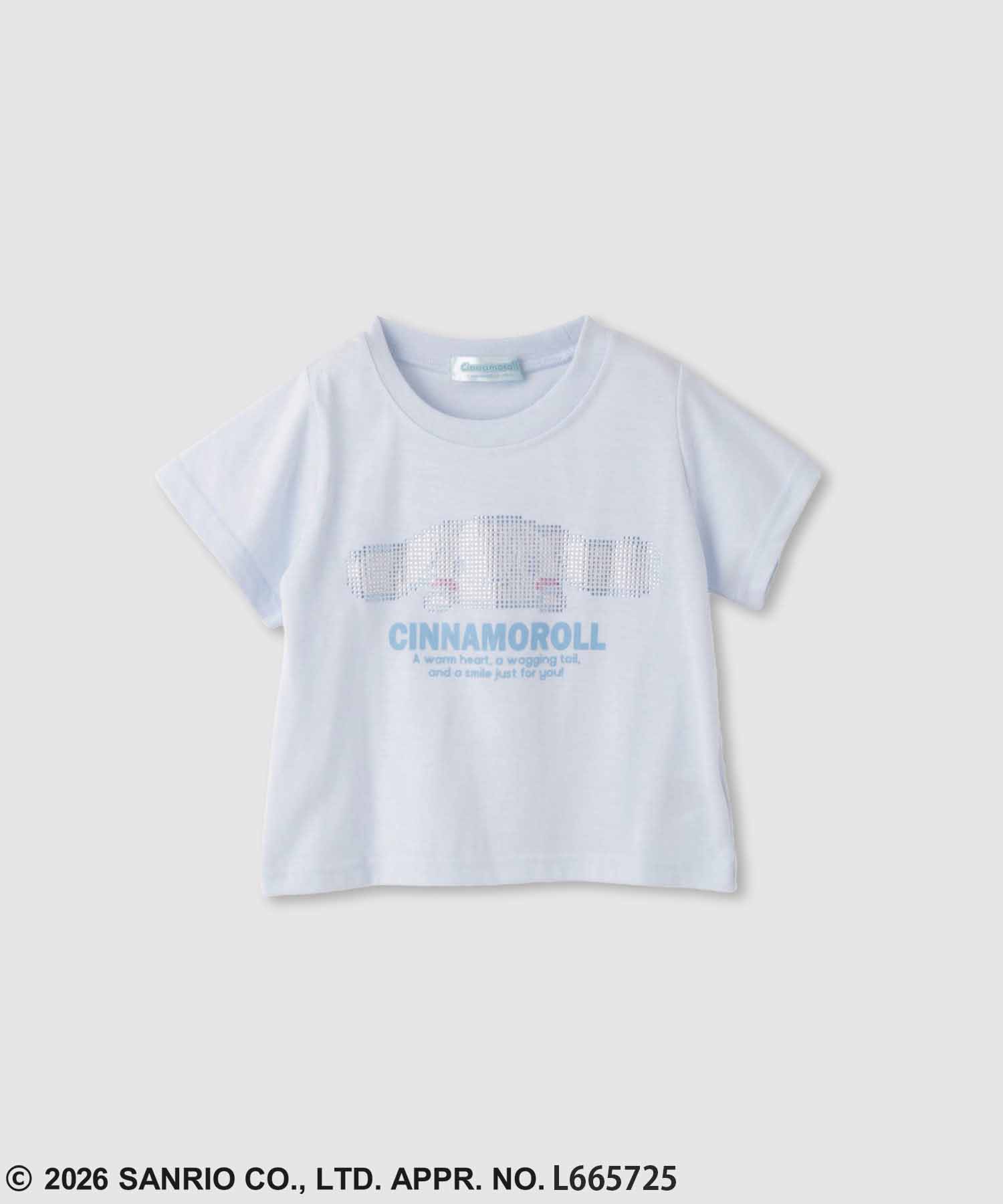 [20日P5倍！更にクーポン割]サンリオキャラクターズ シナモロール Tシャツ 子供服 女の子 キッズ 半袖 ガールズ トップス キャラクター ラインストーン クロップド丈 キラキラ クルーネック カットソー