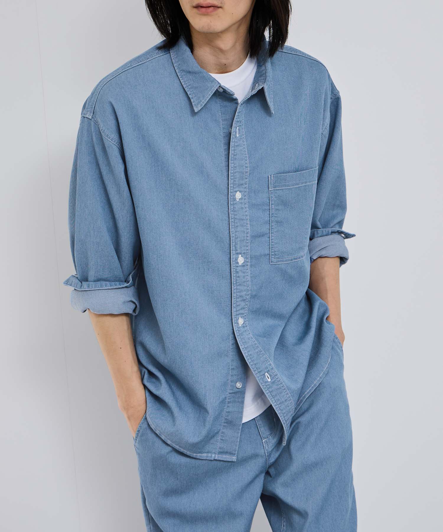 楽天市場】サックス（柄ボーダー）（カジュアルシャツ｜トップス