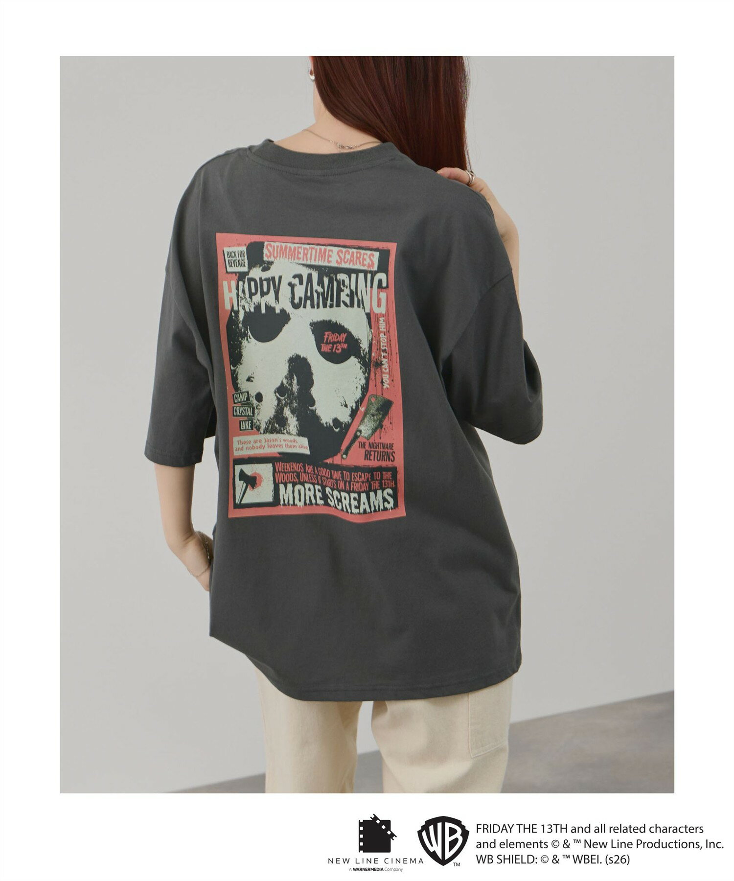 乐天商城 - [今だけP10倍！更に選べる2種クーポン]13日の金曜日 Tシャツ メンズ レディース 半袖 綿100％ コットン トップス 映画 キャラクター バックプリント 黒 クルーネック カットソー ユニセックス