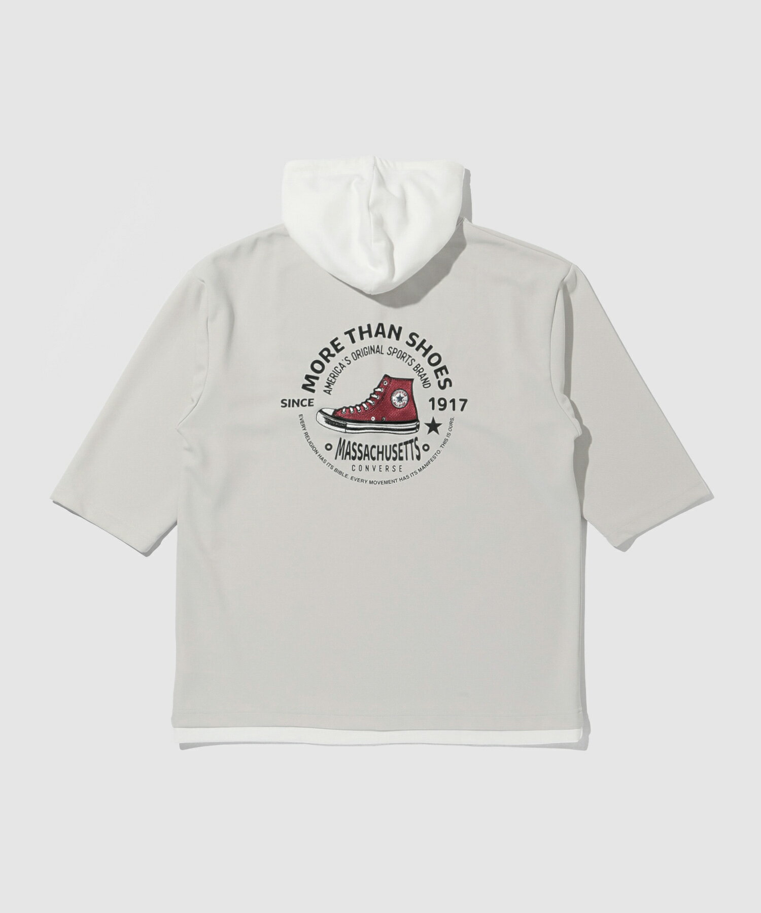 Rakuten - [今だけP10倍！更に選べる2種クーポン]コンバース CONVERSE Tシャツ パーカー メンズ レディース 半袖 フェイクレイヤード トップス シューズモチーフ 刺繍 黒 プルオーバー カットソー ユニセックス