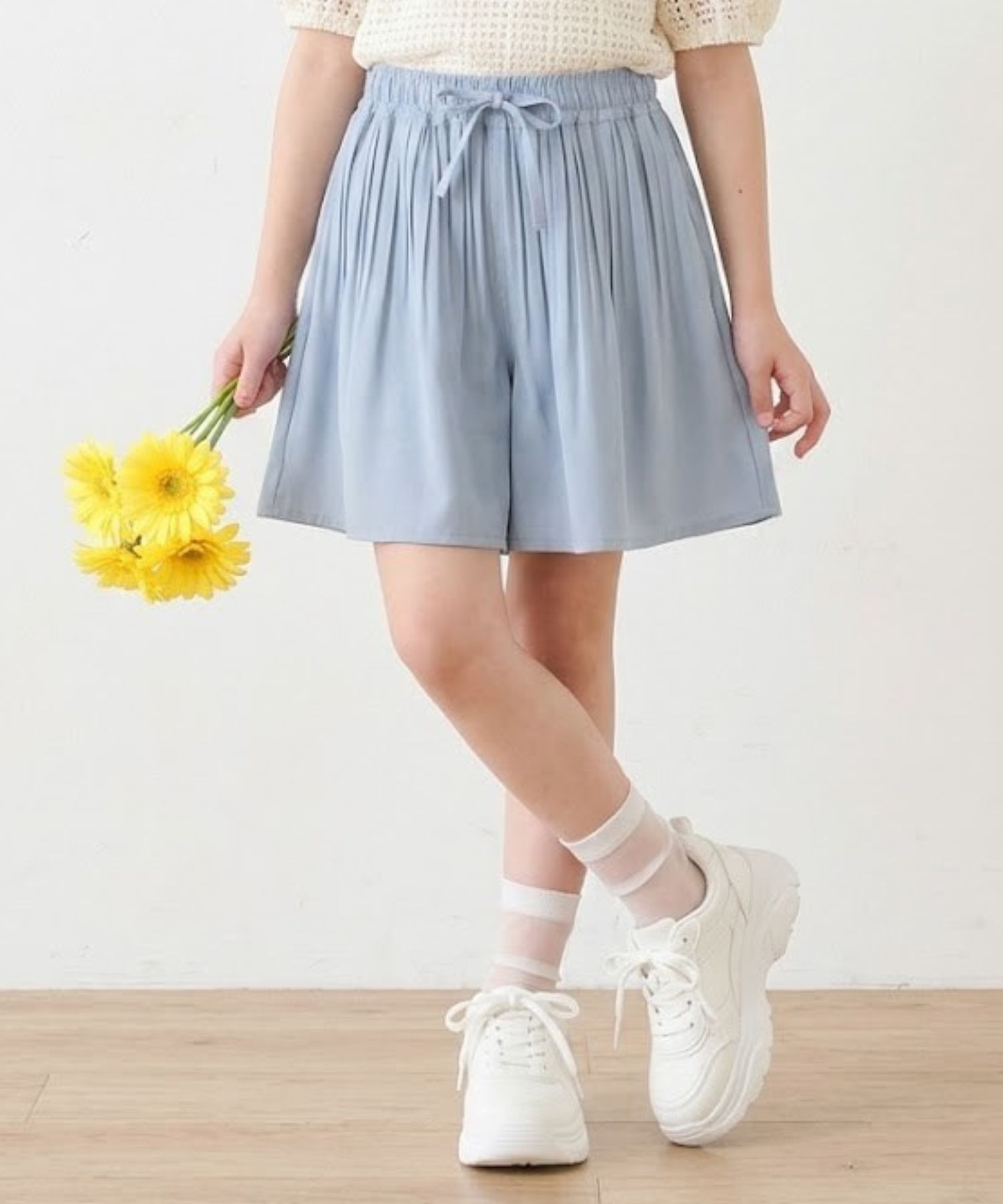 Rakuten - [今だけP10倍！更に選べる2種クーポン]キュロット ショートパンツ キッズ 子供服 女の子 ガールズ ボトムス 冷感 ひんやり プリーツ リボン 黒 短パン