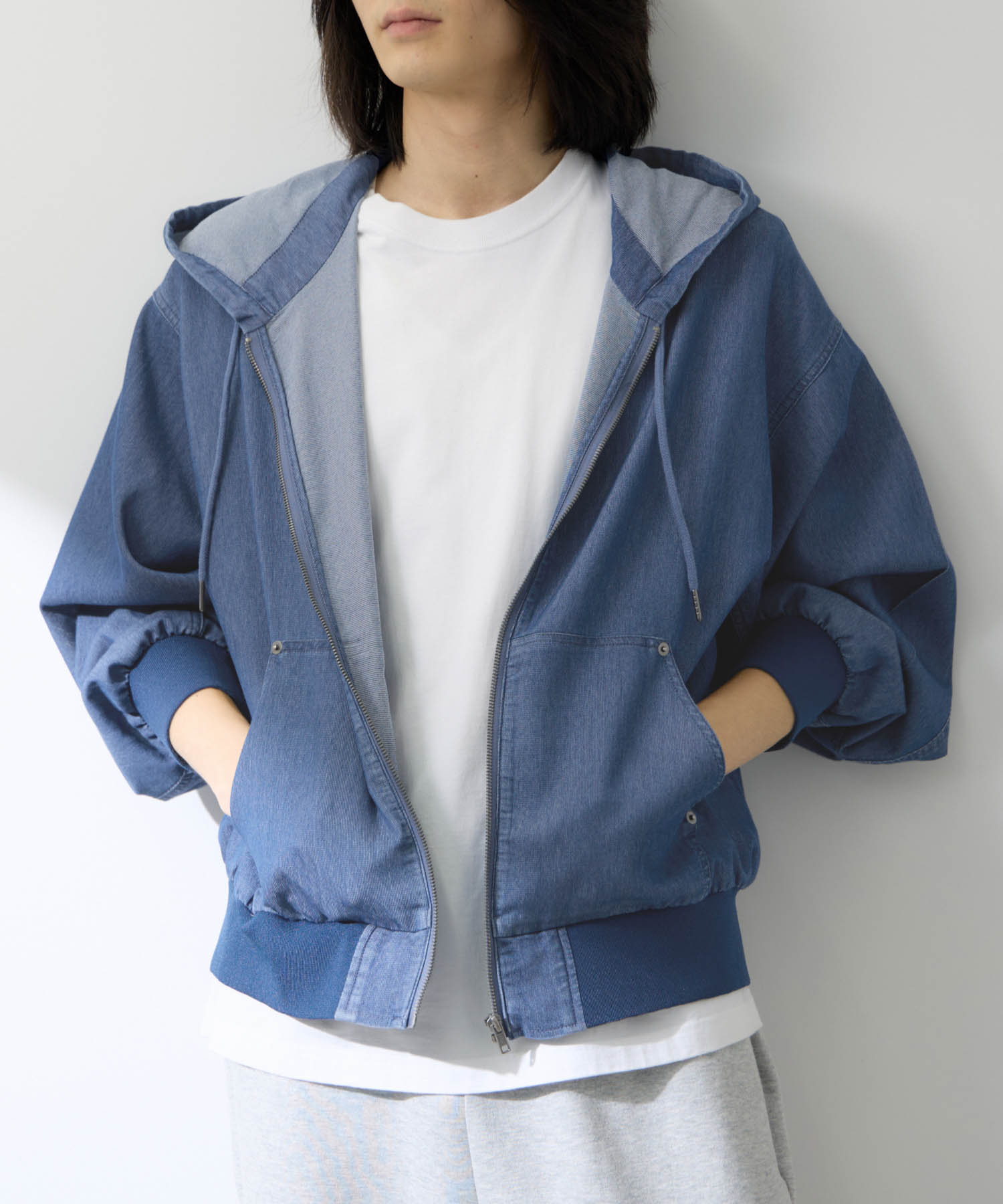 [今だけ！最大20％OFFクーポン]パーカー メンズ レディース フーディ デニム 綿混 冷感 UVカット 通気性 軽量 アウター ゆったり ジップアップ ジップパーカー アウター ユニセックス