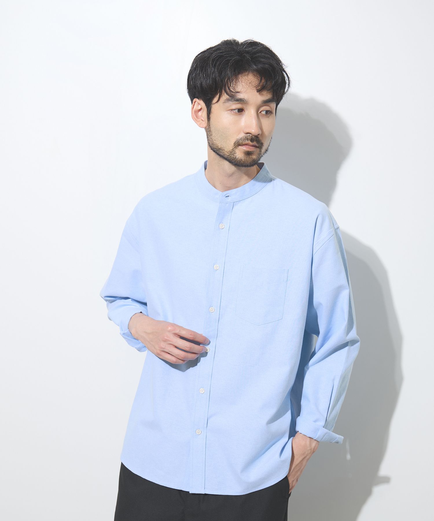 [今だけ！最大20％OFFクーポン]リアルスタンダード Real Standard シャツ メンズ レディース 長袖 オックス生地 軽量 ドライ カジュアルシャツ イージーケア トップス ゆったり 白 バンドカラーシャツ ユニセックス