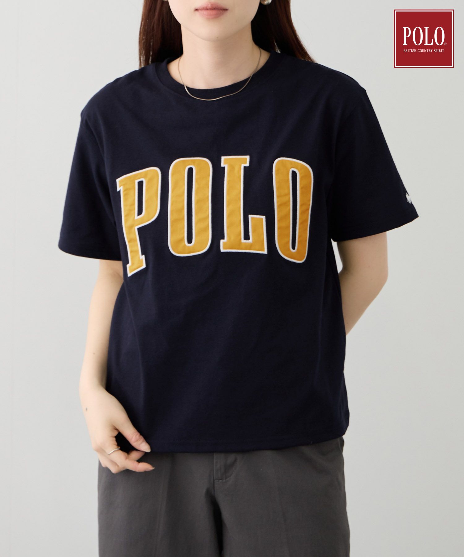 Rakuten - [今だけP10倍！更に選べる2種クーポン]ポロ ビーシーエス POLO BCS Tシャツ レディース 半袖 クロップド丈 シワになりにくい 吸水性 通気性 トップス ロゴ ワッペン 限定 白 クルーネック カットソー