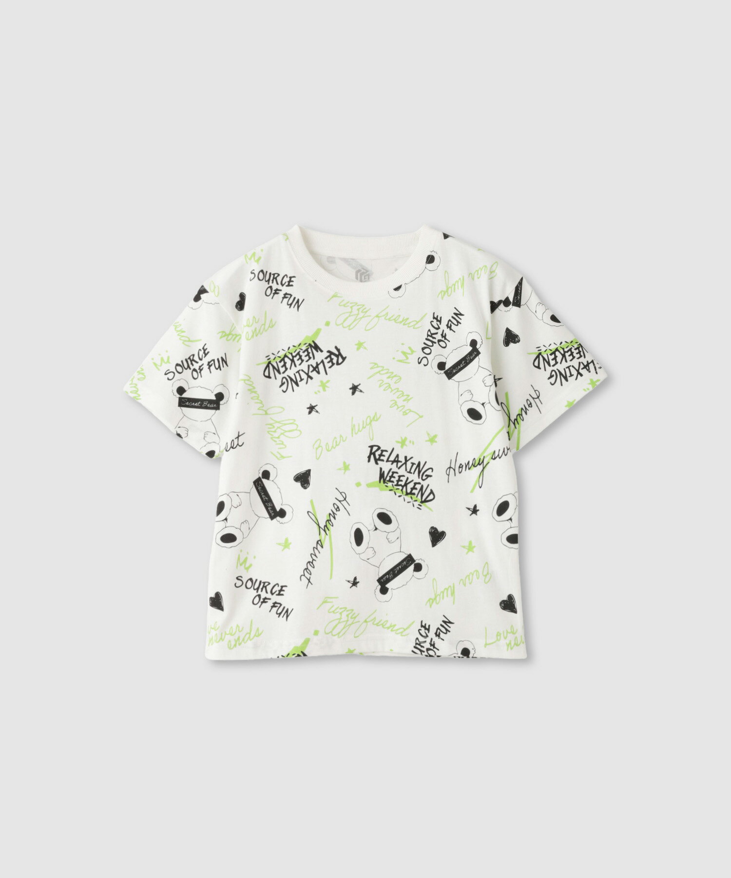 Rakuten - [特別価格][25日P5倍！更にクーポン割]Tシャツ 子供服 女の子 キッズ 半袖 ガールズ トップス 綿100％ コットン ゆったり 総柄 白 黒 クルーネック カットソー
