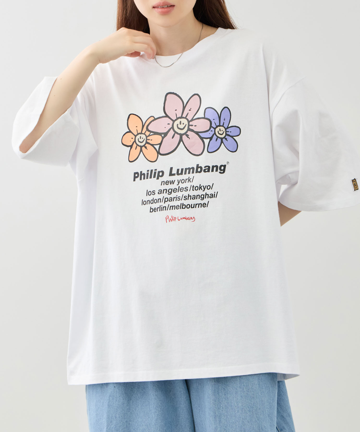フィリップ ランバン Philip Lumbang Tシャツ メンズ レディース 半袖 綿100％ コットン トップス プリント 白 黒 クルーネック カットソー ユニセックス