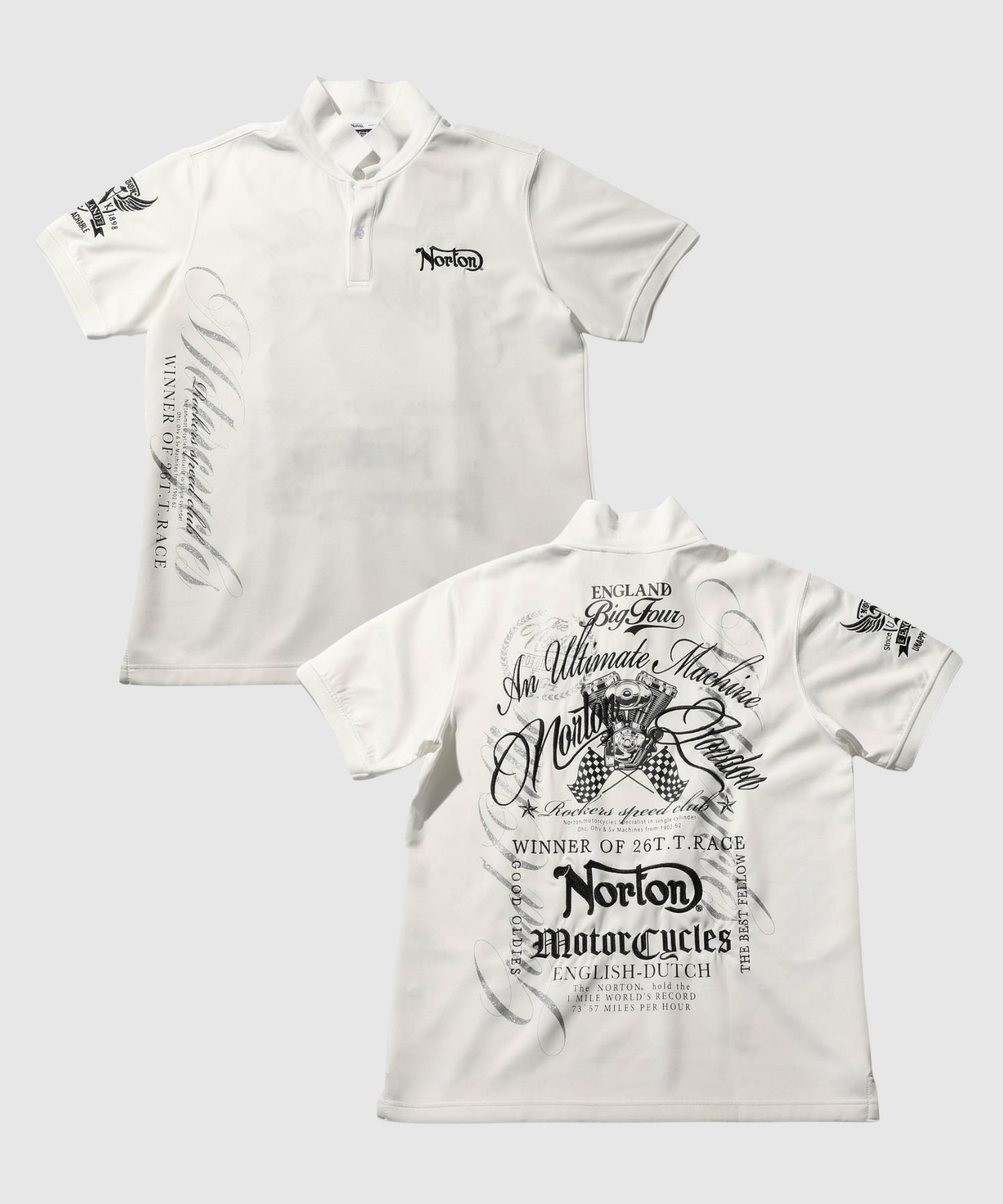 Rakuten - [25日P5倍！更にクーポン割]ノートン Norton ポロシャツ メンズ レディース 半袖 刺繍 プリント トップス 白 黒 襟付き ユニセックス