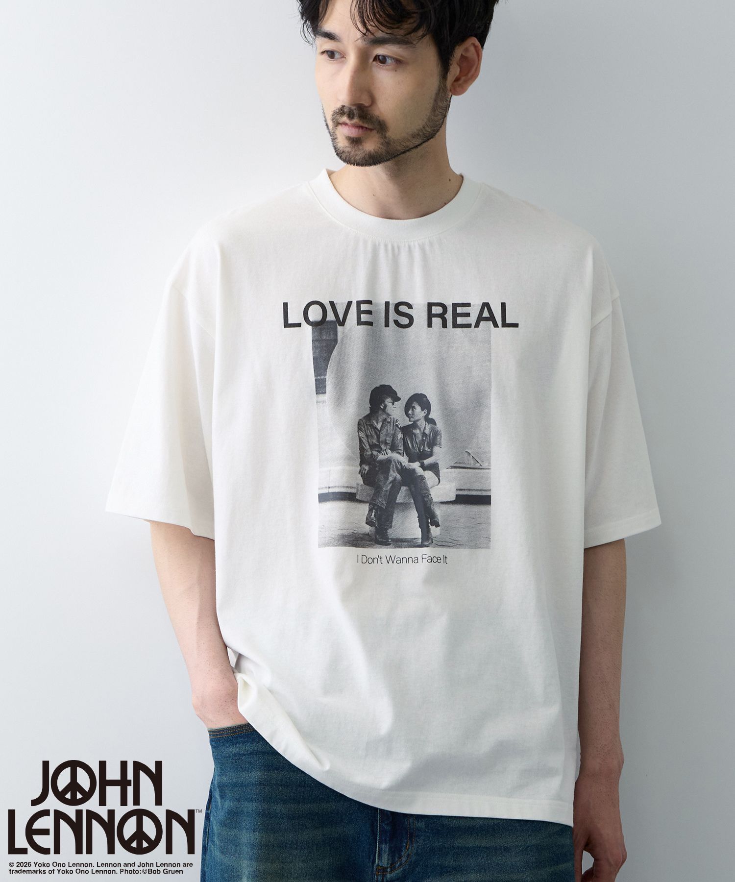 Rakuten - [今だけP10倍！更に選べる2種クーポン]ジョンレノン Tシャツ メンズ レディース 半袖 通気性 吸水性 ストレッチ トップス フォトプリント 白 黒 モノトーン クルーネック カットソー ユニセックス