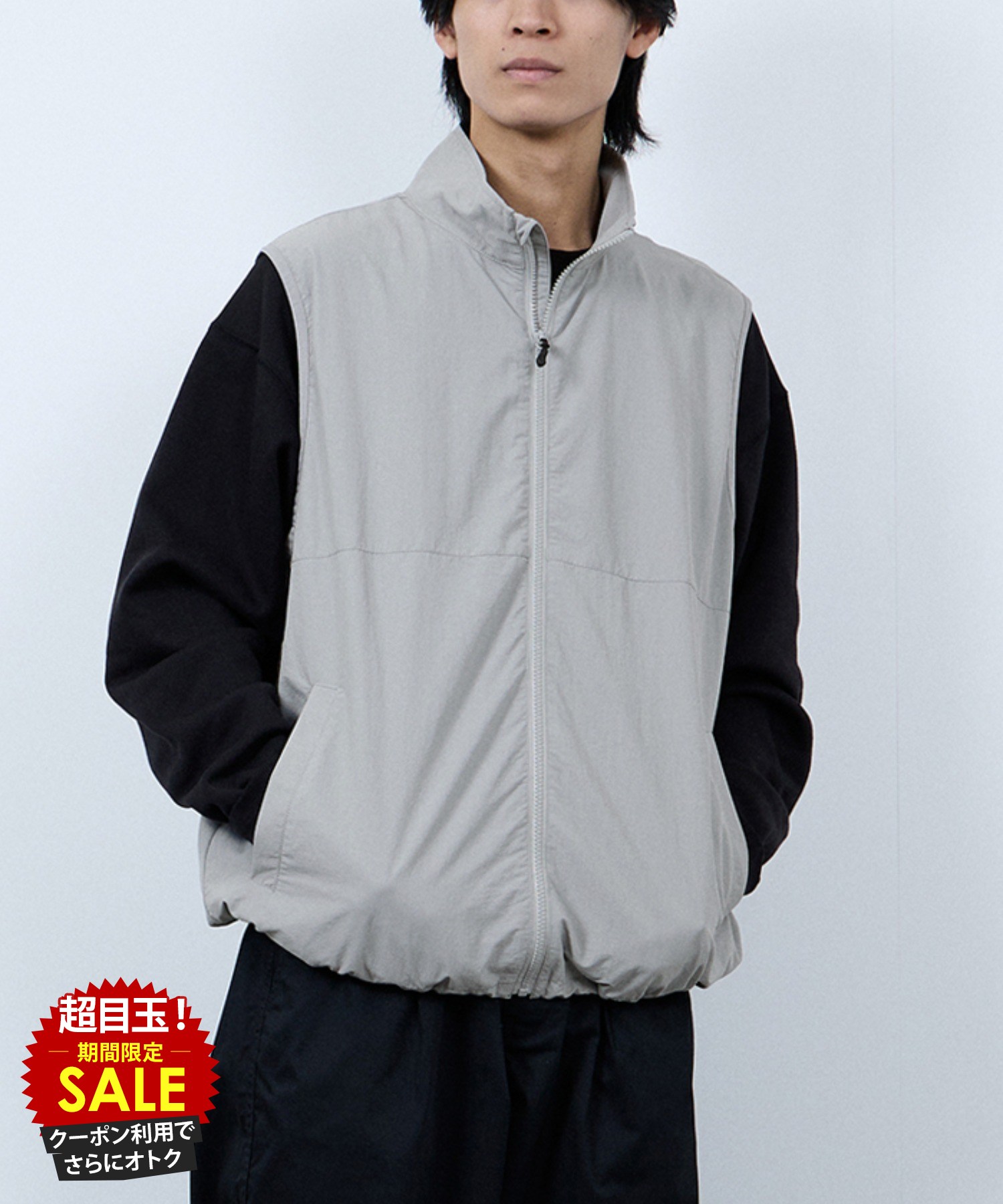 [特別価格★限定クーポンで更にお得]ベスト メンズ 裏地 メッシュ ポケット トップス ジップアップ ドローコード スタンドカラー 黒 ユニセックス レディース