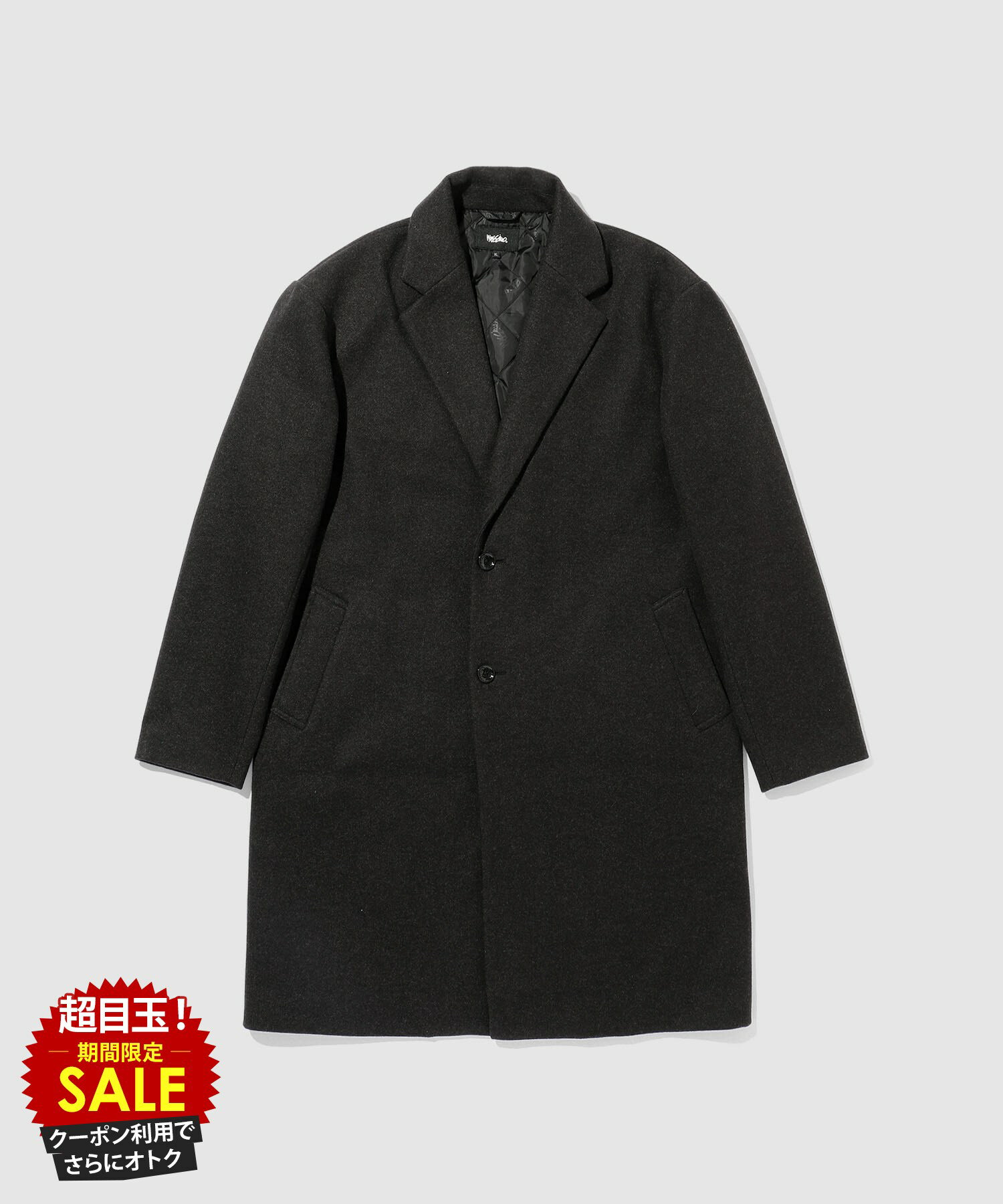 [終了間近！特別価格★P5倍・クーポン]モッシモ mossimo チェスターコート メンズ アウター ポケット 裏地 黒 ビジネス ビジカジ ユニセックス レディース
