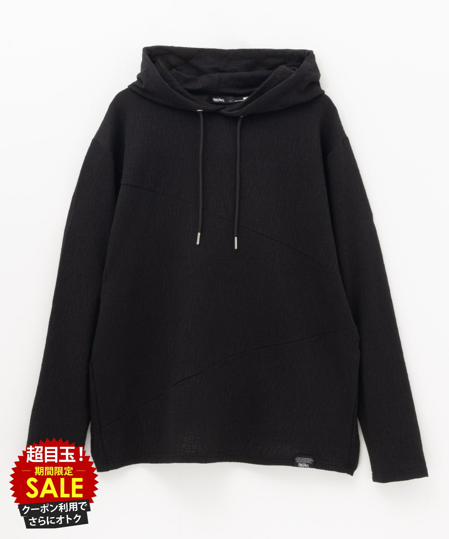 [特別価格★P5倍・まとめ買いクーポン]モッシモ mossimo パーカー メンズ スウェット ジャガード素材 ドライ ストレッチ トップス 切替え ロゴ プリント 黒 白 長袖 プルオーバー ユニセックス レディース