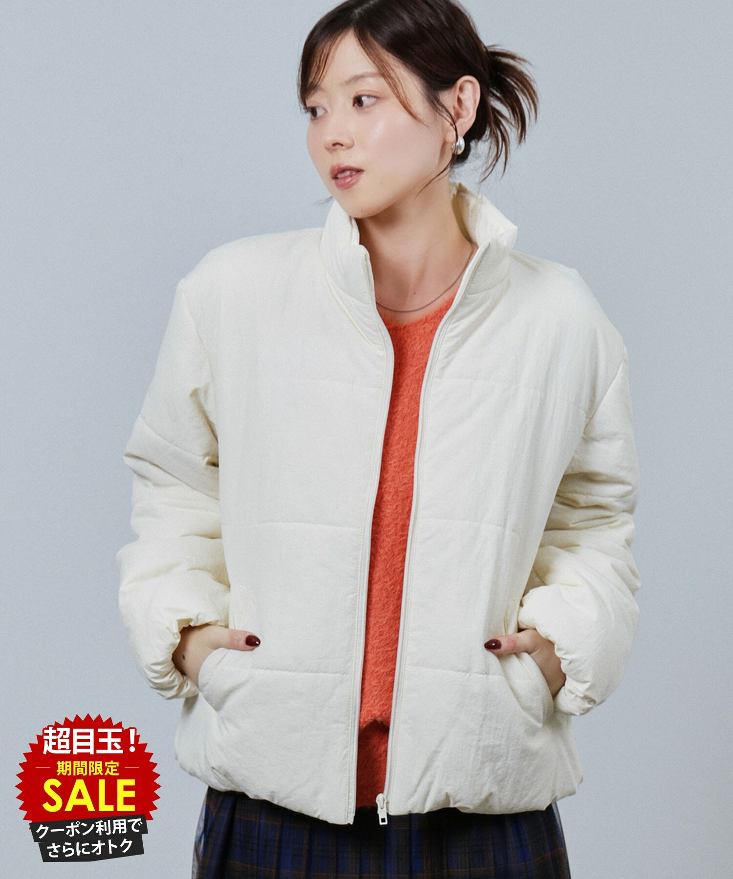 [特別価格][更にクーポンで割引]中綿ジャケット レディース はっ水 軽量 暖かい あったか ブルゾン アウター ポケット 白 黒 スタンドネック ナイロン アウター