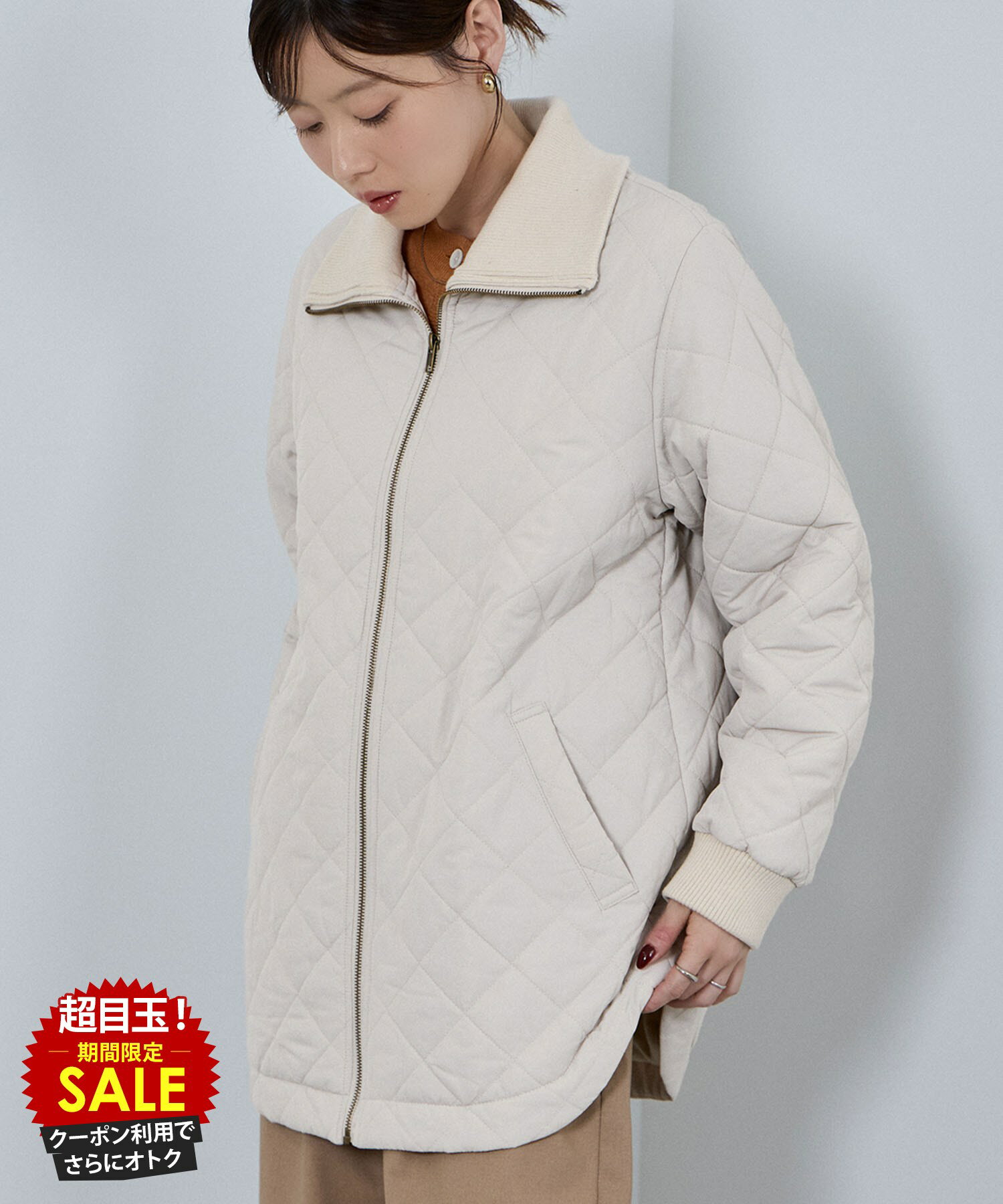 [特別価格][更にクーポンで割引]ブルゾン レディース キルティング 中綿 裏地 フリース 暖かい あったか 軽量 はっ水 ジャケット アウター ポケット ジップアップ 白 黒 襟 スタンドカラー アウター