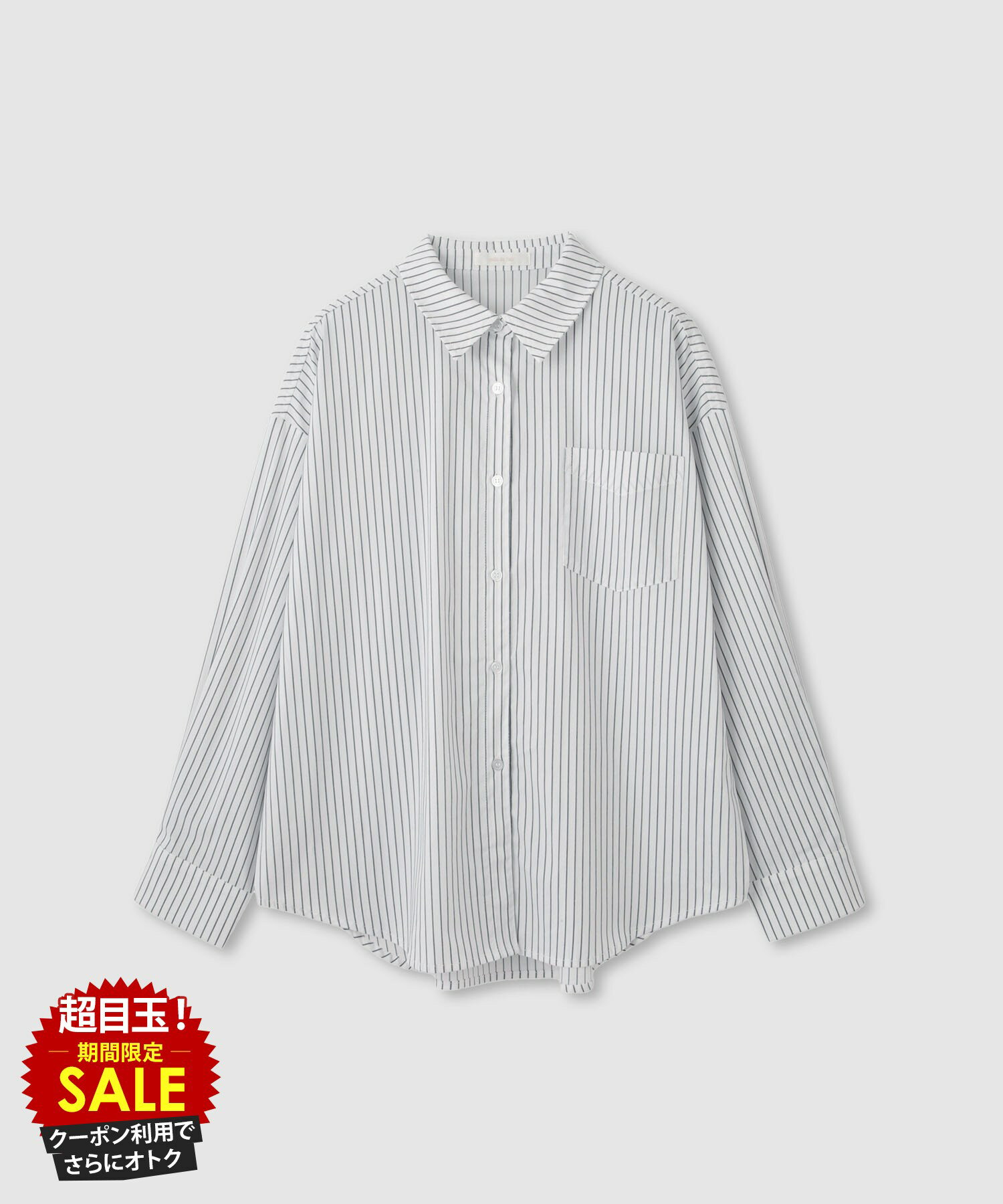 [特別価格][更にクーポンで割引]ミリデラール milli de l'air シャツ レディース 長袖 ゆったり 胸ポケット トップス ストライプ柄 白 レギュラーカラー カジュアルシャツ