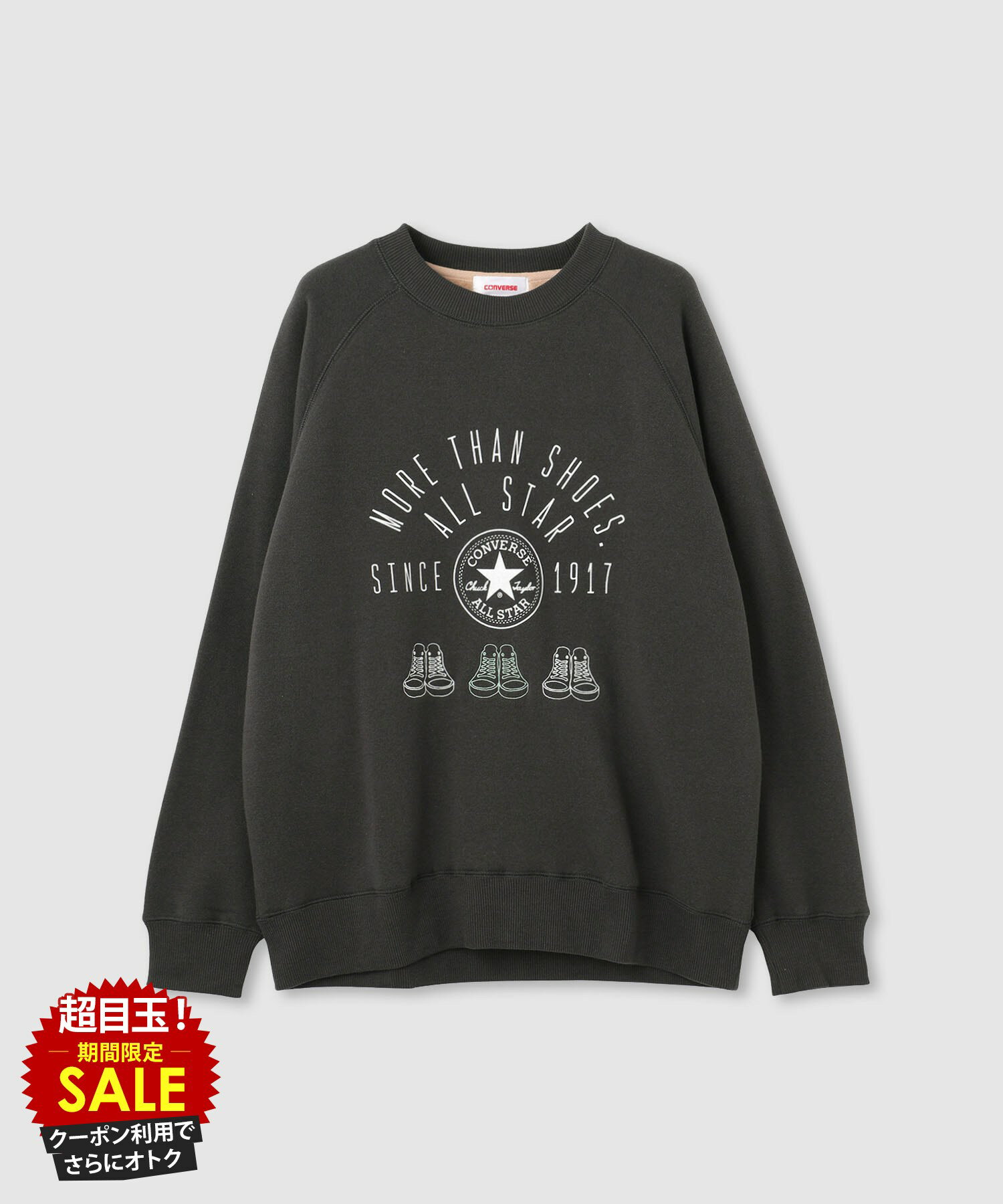 [特別価格][更にクーポンで割引]コンバース CONVERSE トレーナー レディース スウェット 裏シャギー 暖かい あったか トップス ロゴ プリント 刺繍 白 黒 プルオーバーのサムネイル